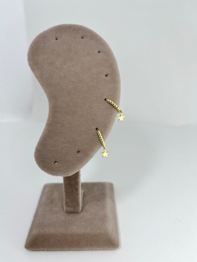 Dangle Star Hoop Earrings Silver Jewelry