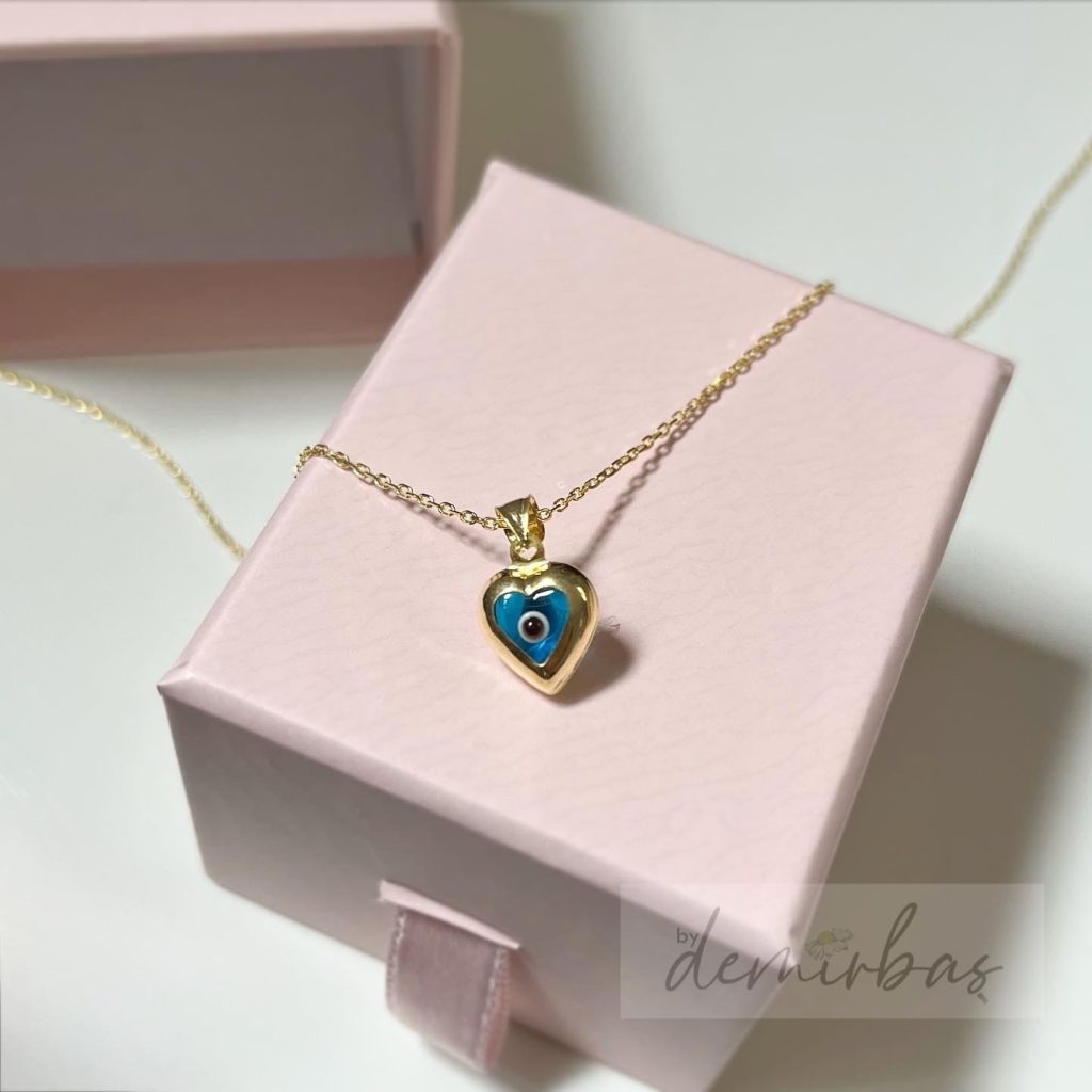 Heart Evil Eye Necklace Silver Jewelry