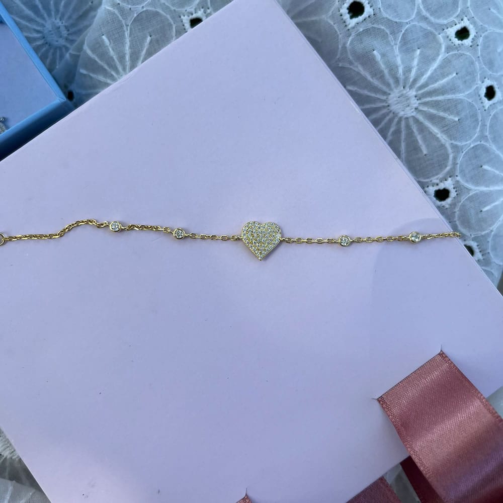 Heart Stone-set Bracelet Gold Silver Jewelry
