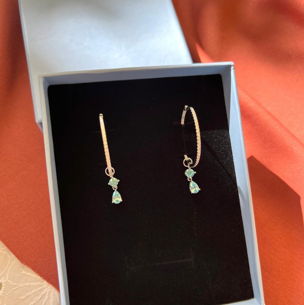 Blue Stone-set Hoop Earrings Silver Jewelry