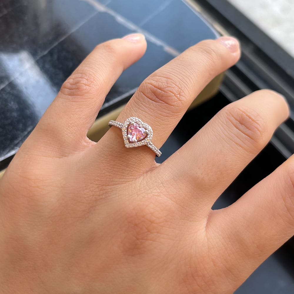 Heart Ring Pink Silver Jewelry