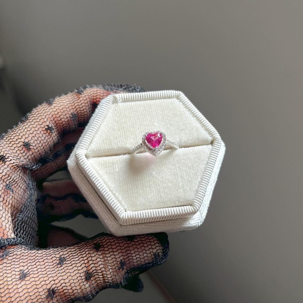 Heart Ring Fuşya Silver Jewelry