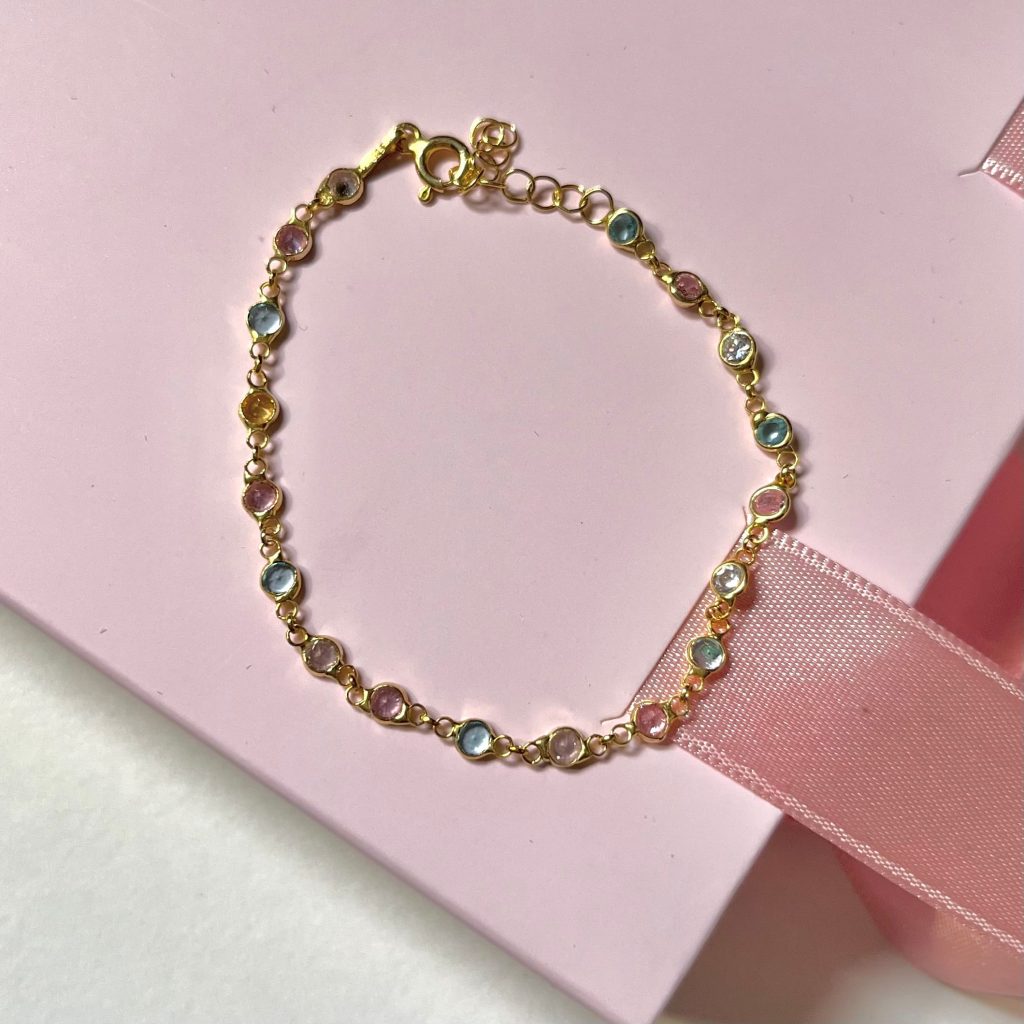 Minik Colored Stone-set Bracelet Gold Silver Jewelry