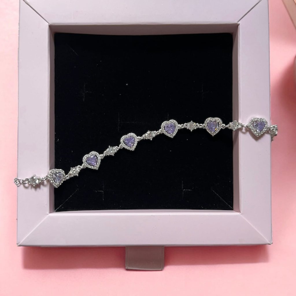 Heart Bracelet Lila Stone-set Silver Jewelry
