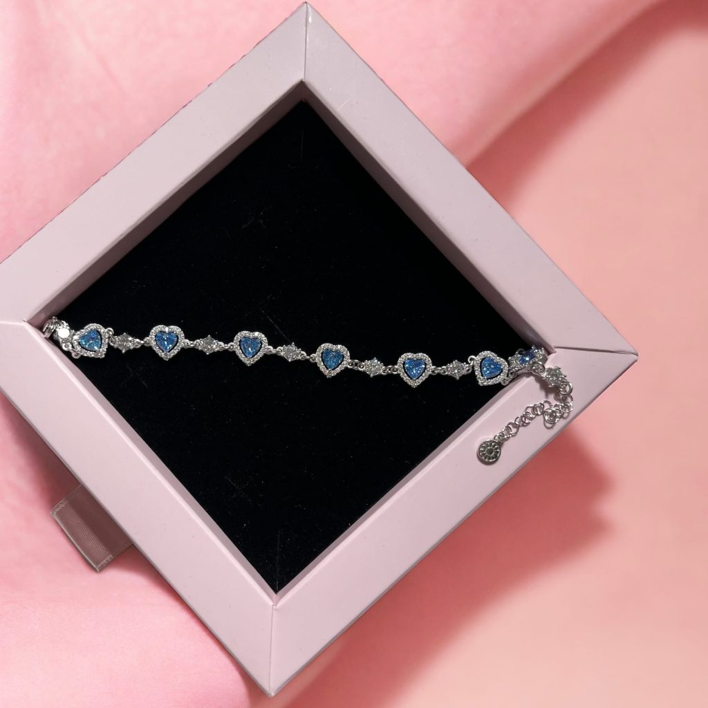Heart Bracelet Blue Stone-set Silver Jewelry