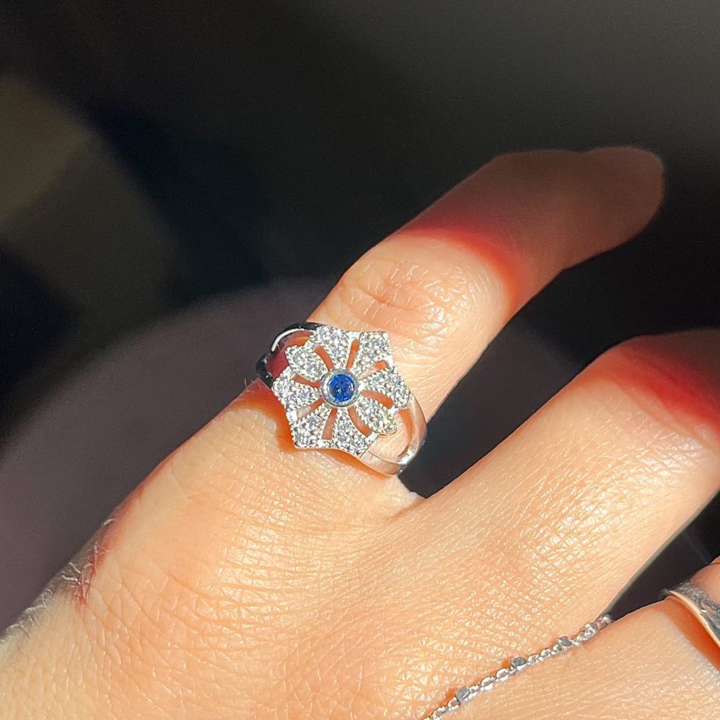 Navy Stone-set Serçe Parmak Ring Silver Jewelry