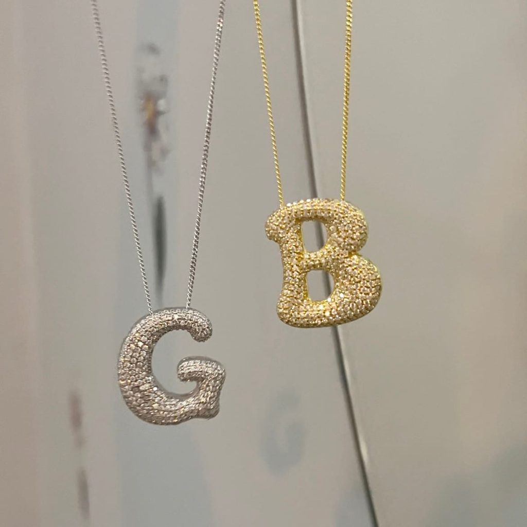 Large Letter Necklace Silver Jewelry