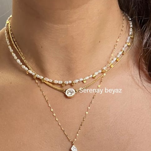 Serenay Necklace White Silver Jewelry