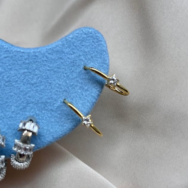 Slim Hoop Earrings Star Silver Jewelry