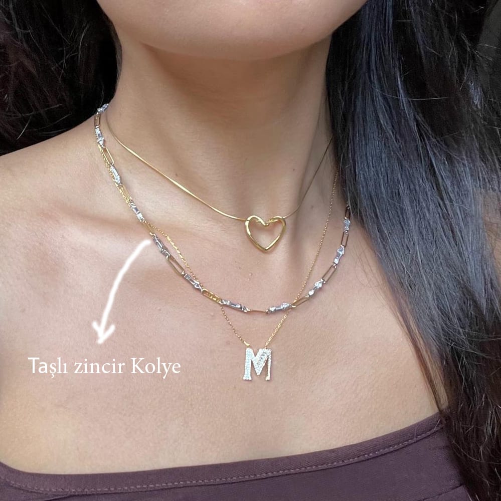 Stone-set Chain Necklace Mers Silver Jewelry