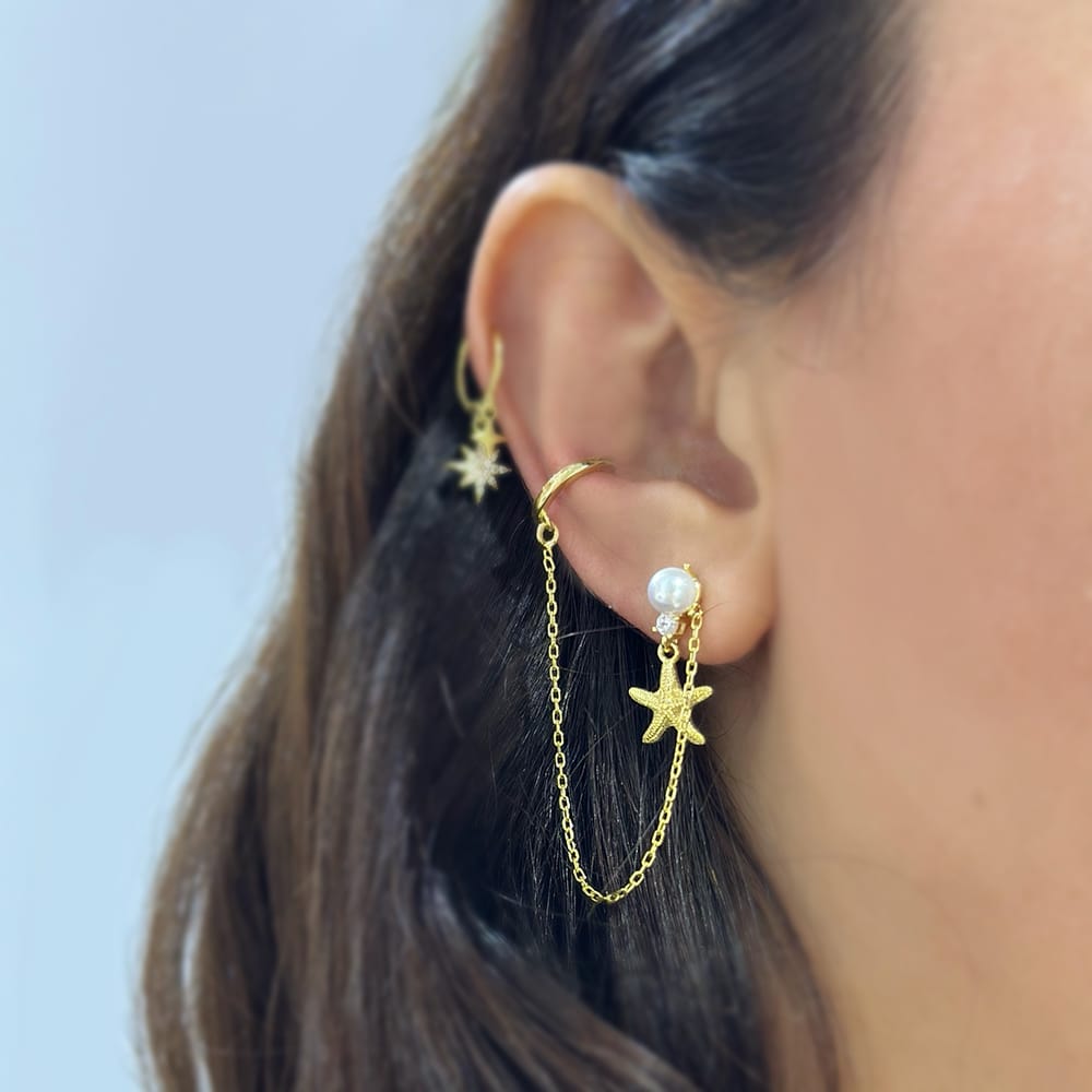 Sea Star Dangle Earrings Silver Jewelry