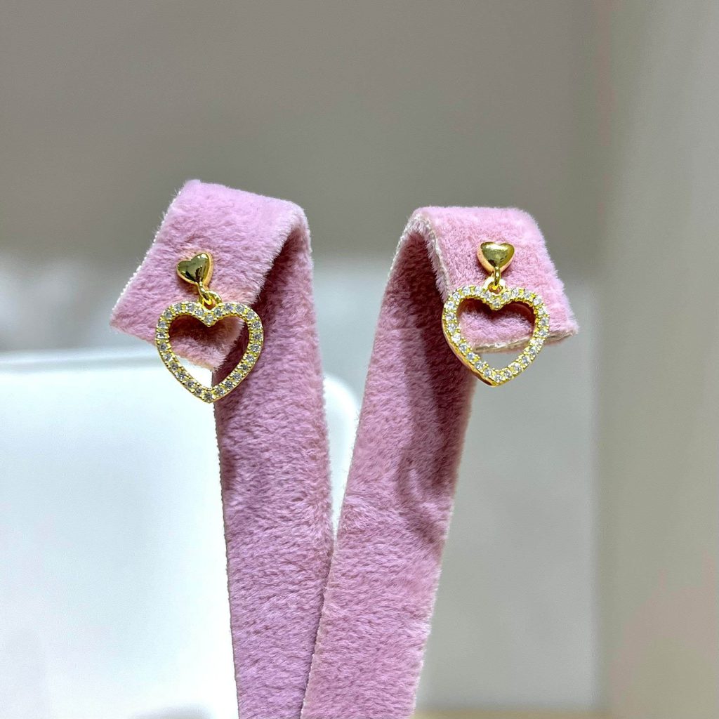 Dangle Heart Earrings Silver Jewelry