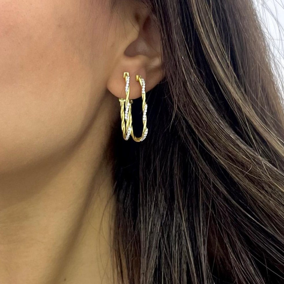 U Stone-set Earrings Slim Silver Jewelry
