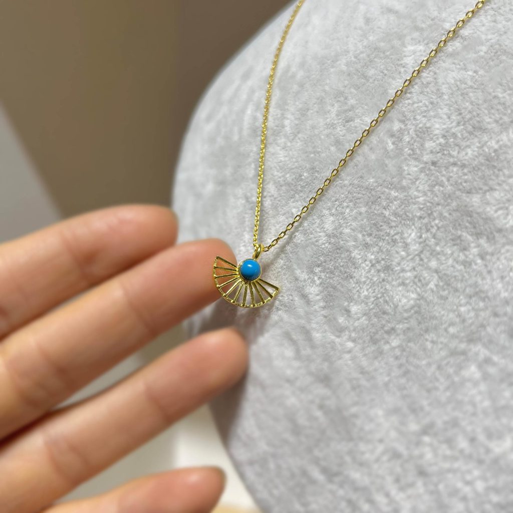 Yelpaze Necklace Blue Silver Jewelry