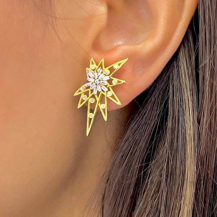 Star Earrings Stone-set Silver Jewelry