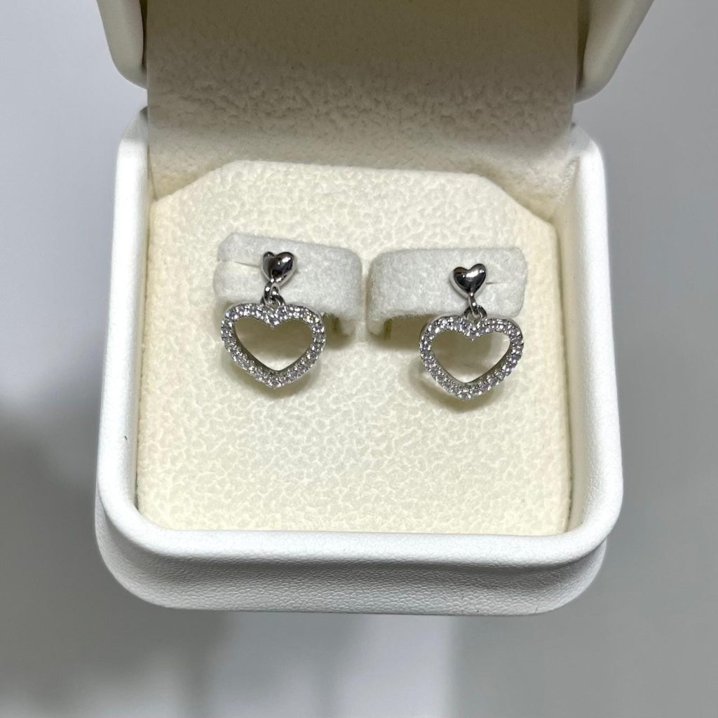 Dangle Heart Earrings Silver Jewelry