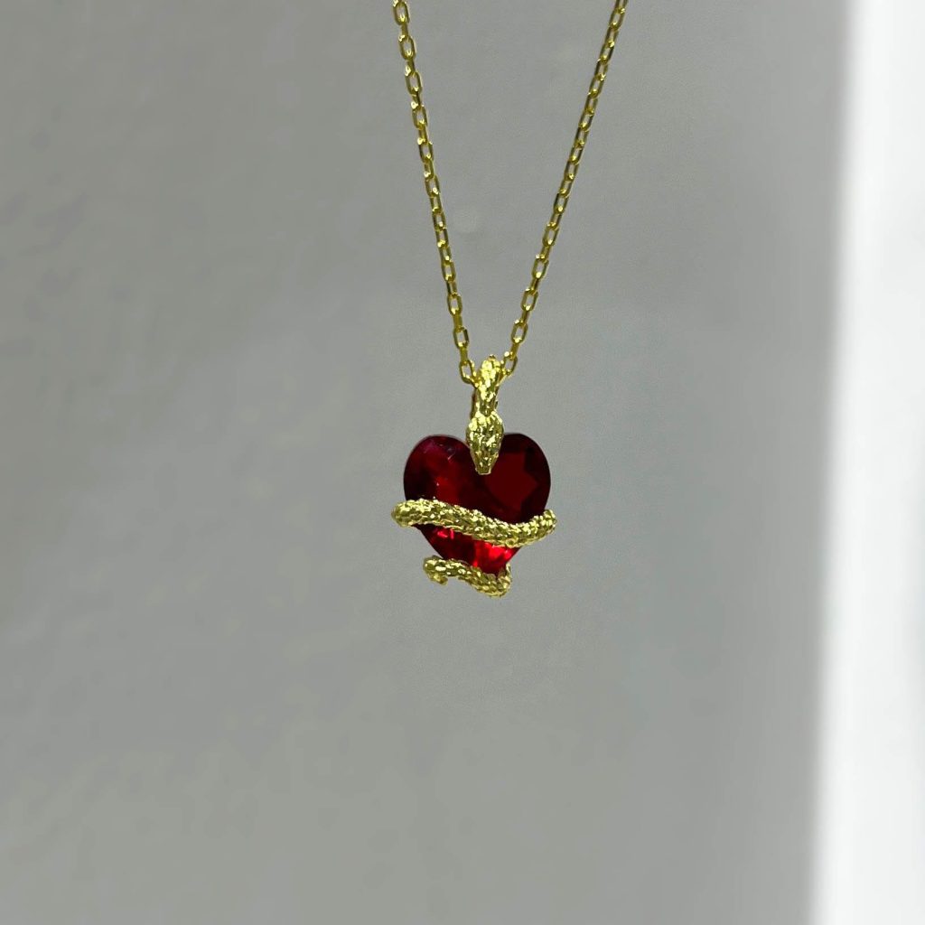 Snake Heart Necklace Silver Jewelry