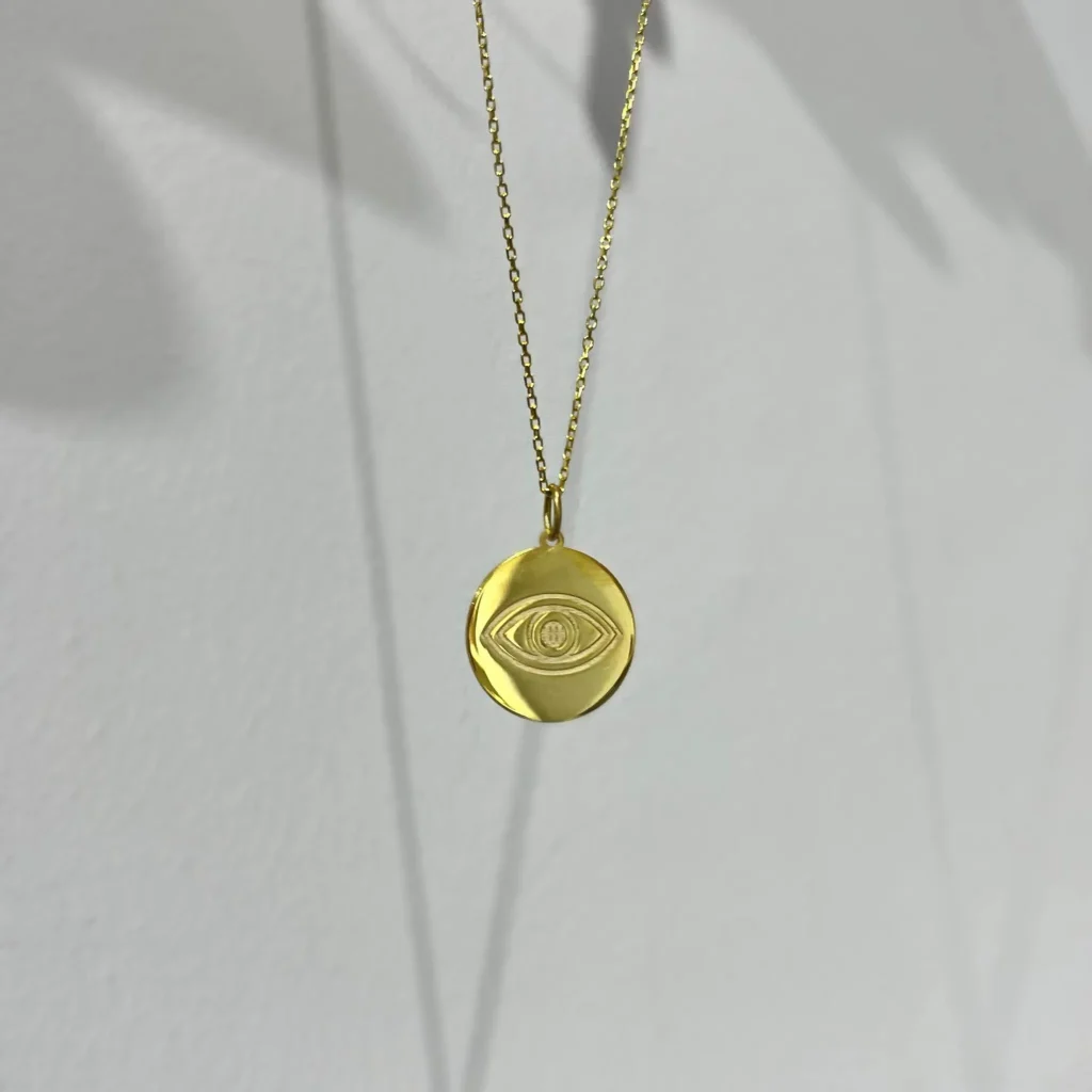 Plaque Eye Necklace Silver Jewelry