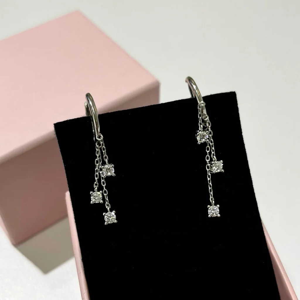 Minik Hoop Earrings Dangle Stone-set Silver Jewelry
