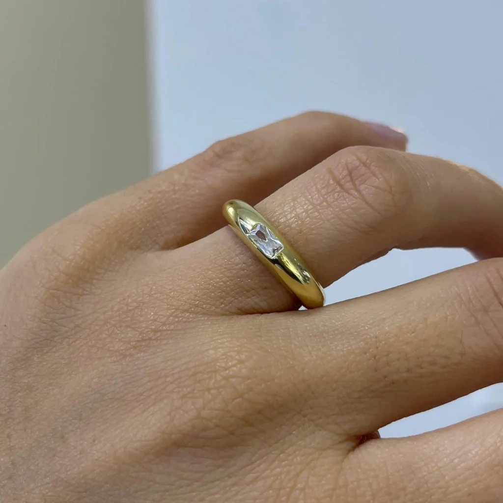 Single Stone-set Plain Ring Gold Silver Jewelry