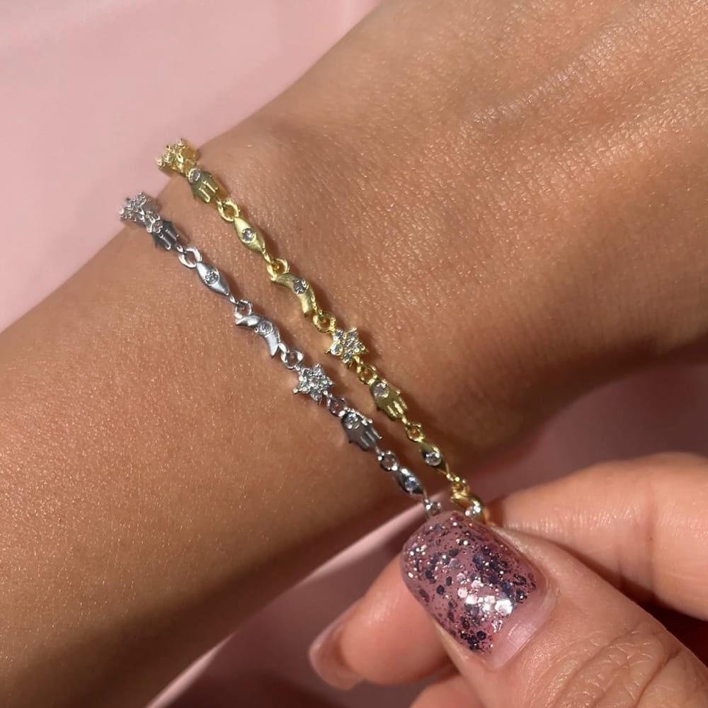 Star Ay Hamsa Eye Bilekli Silver Jewelry