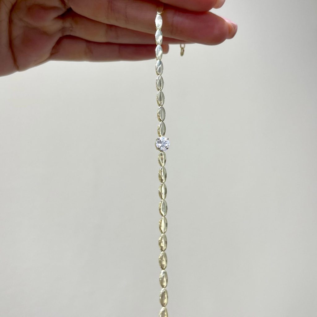 Single Stone-set Bracelet Thick Chain Silver Jewelry