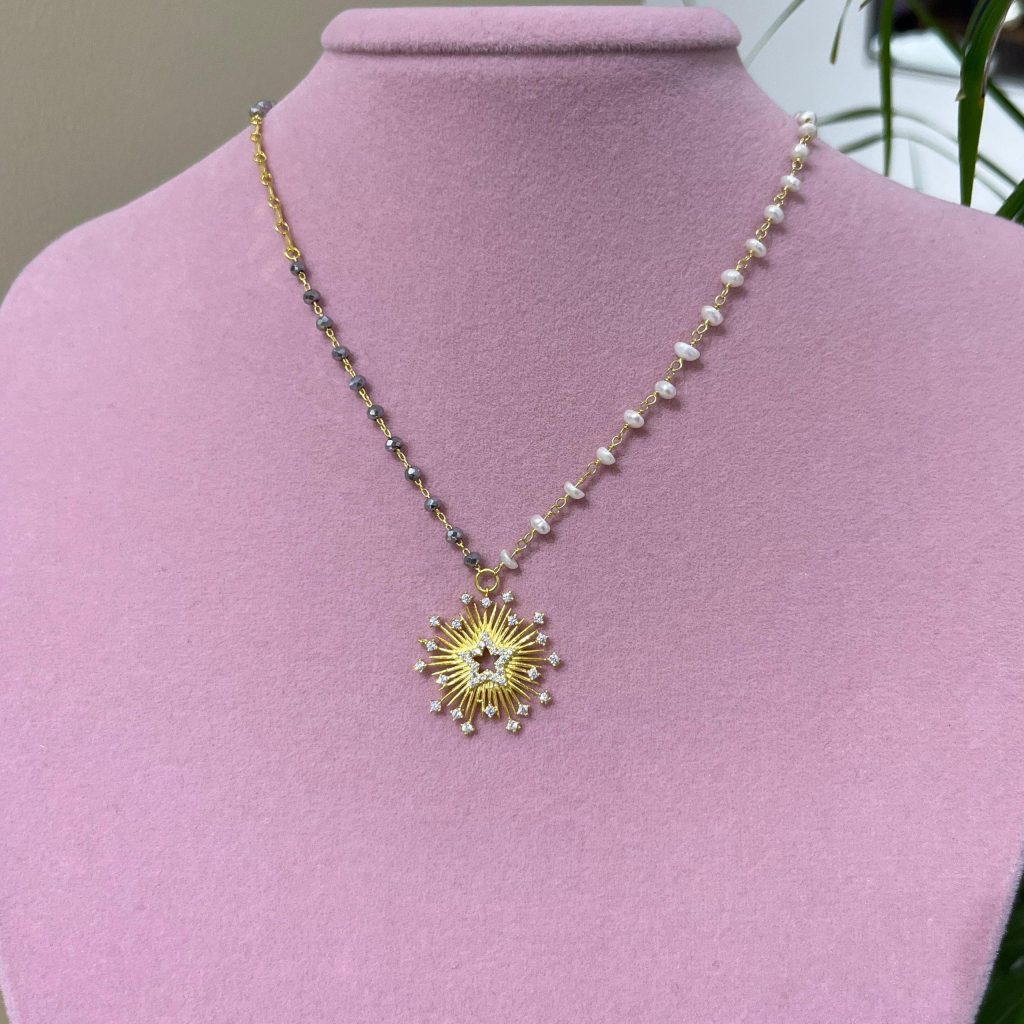 Pearl Star Necklace Silver Jewelry