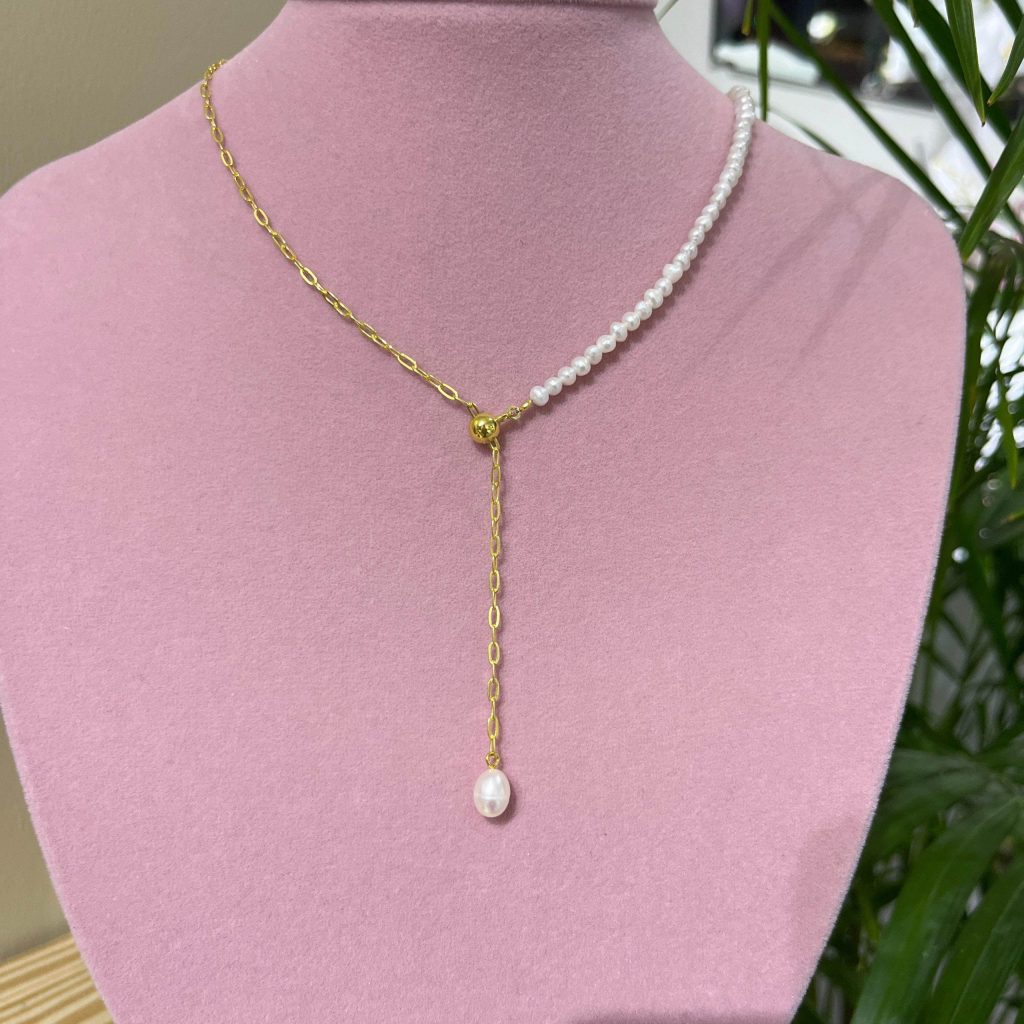 Y Pearl Necklace Silver Jewelry