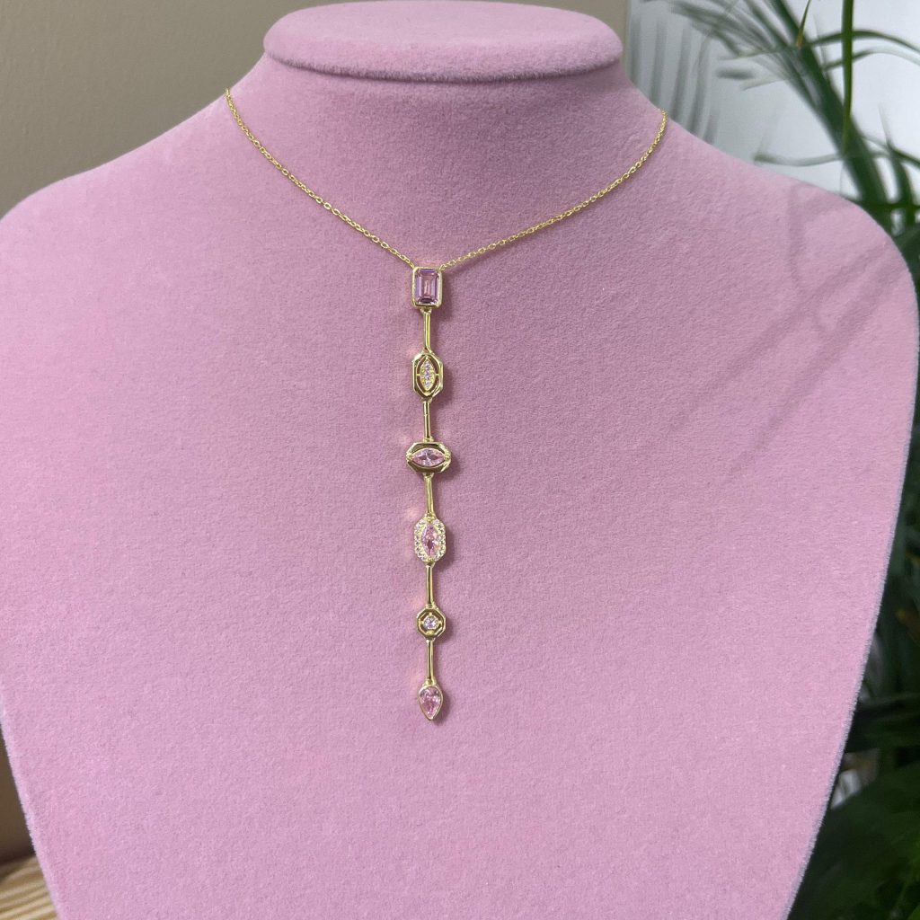 Y Pink Necklace Silver Jewelry