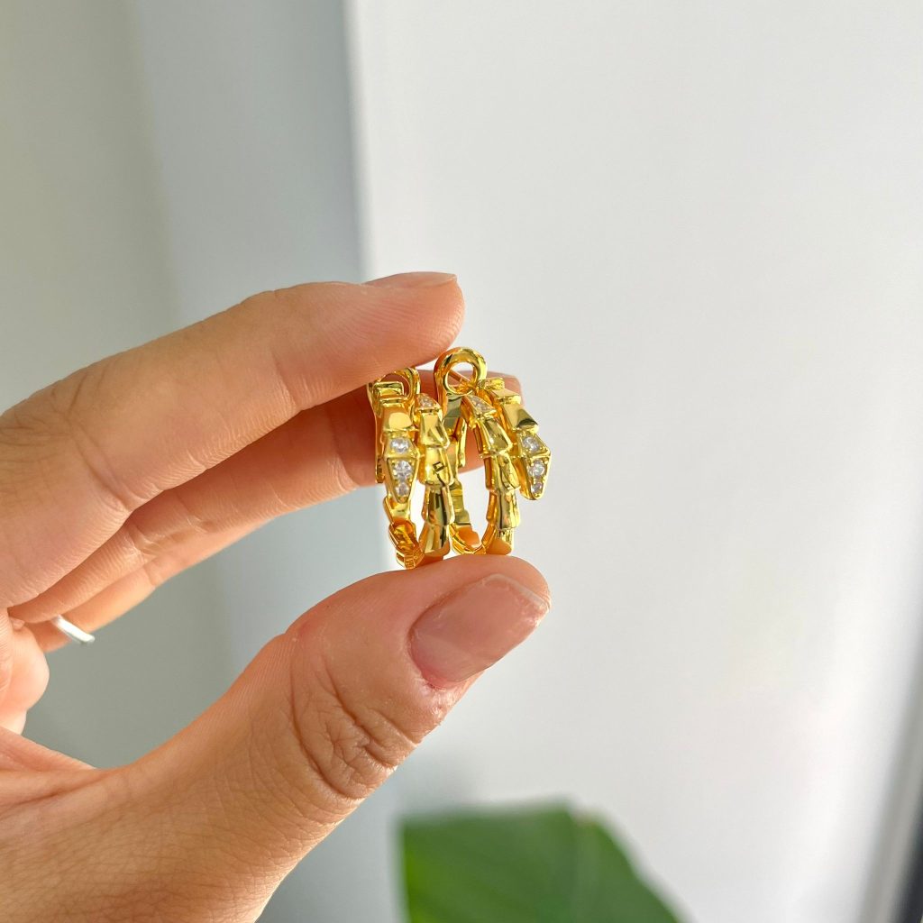 Snake Hoop Earrings Gold Silver Jewelry