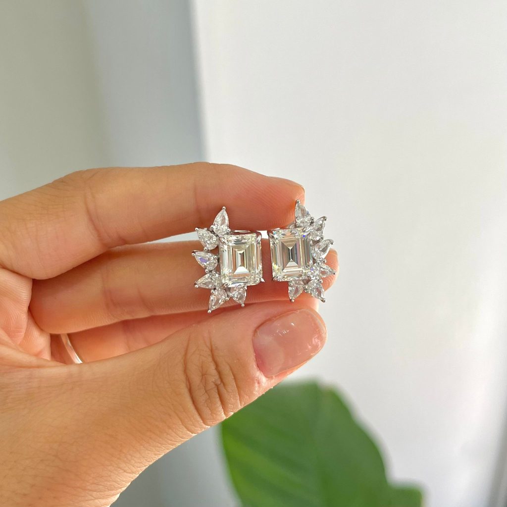 Mozanit Stone-set Earrings Silver Jewelry